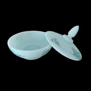 COPY - Vintage Fenton Victorian Baby Blue Hand Painted Blue Satin Compote with …